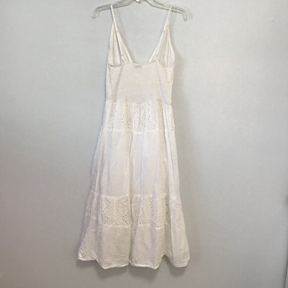 Rebellion Again White Cotton V-Neck Eyelet Lace Dress Size L - Picture 11 of 14